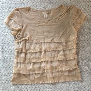 (Sold)J. Crew Gold Tiered Puff Sleeve Blouse